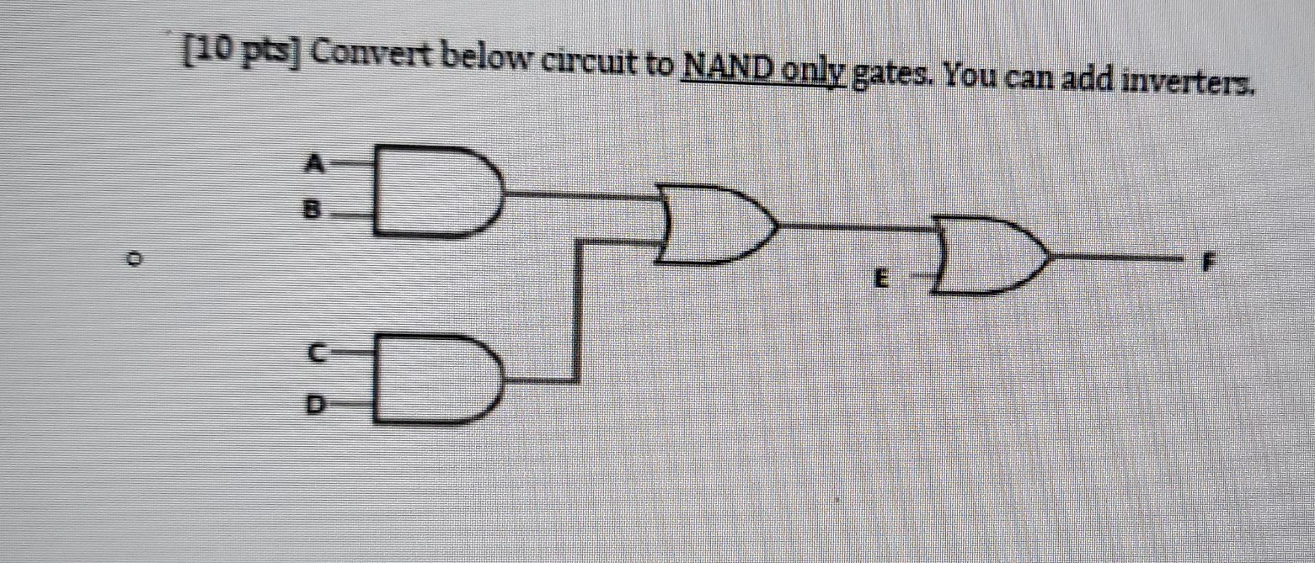 Solved (10 pts) Convert below circuit to NAND only gates. | Chegg.com