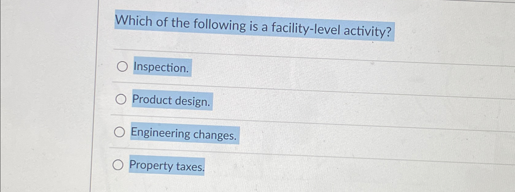 Solved Which of the following is a facilitylevel