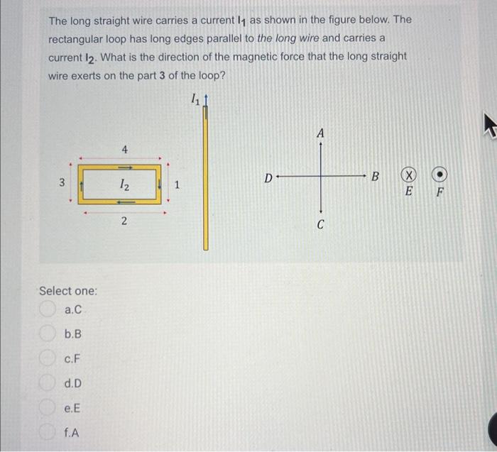Solved The long straight wire carries a current l1 as shown | Chegg.com