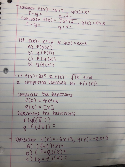 Solved Consider F X 7x 1 G X X3 Consider Fog Der Chegg Com