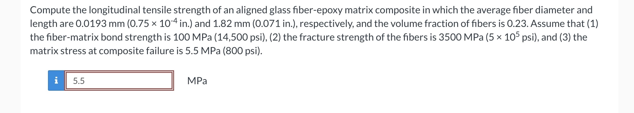Solved Compute the longitudinal tensile strength of an | Chegg.com