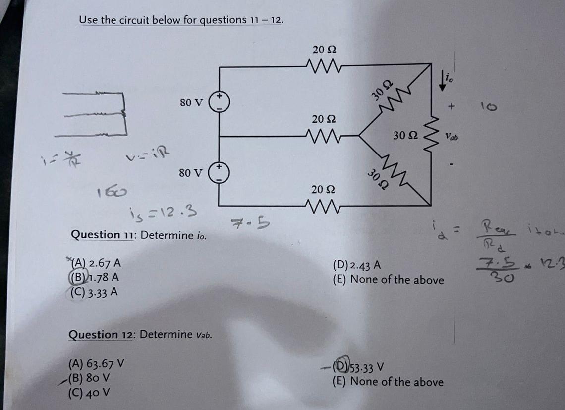 Solved Use The Circuit Below For Questions | Chegg.com