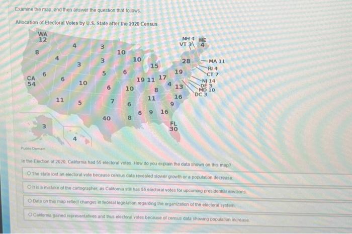 Examine the map, and then answer the question that | Chegg.com