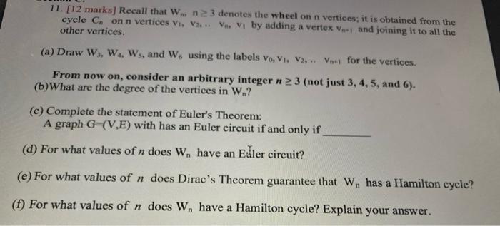 Solved 11 12 Marks Recall That W N 23 Denotes The Wh Chegg Com