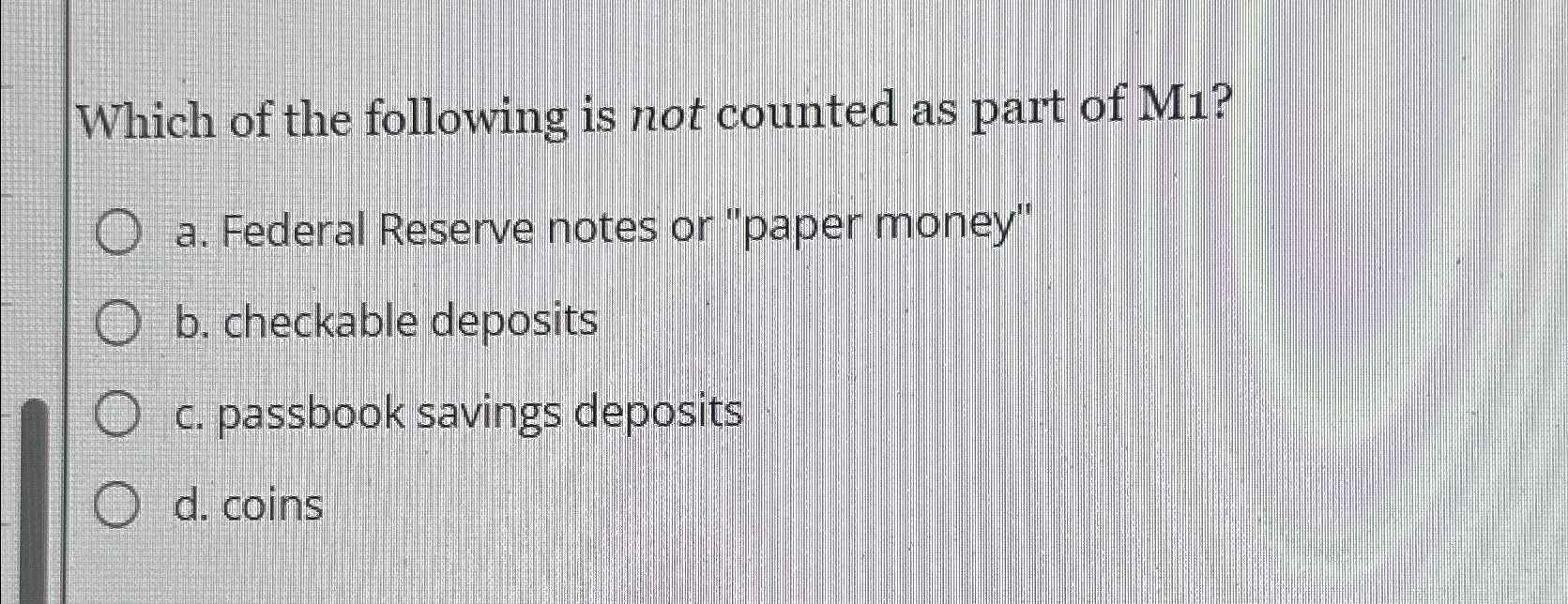 Solved Which of the following is not counted as part of | Chegg.com