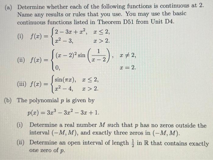 Solved (a) Determine Whether Each Of The Following Functions | Chegg.com