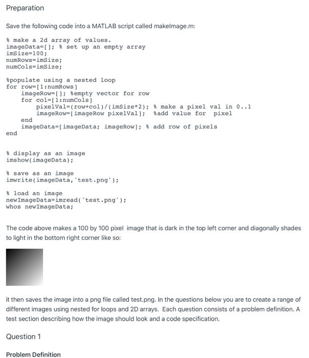 Solved Preparation Save the following code into a MATLAB Chegg