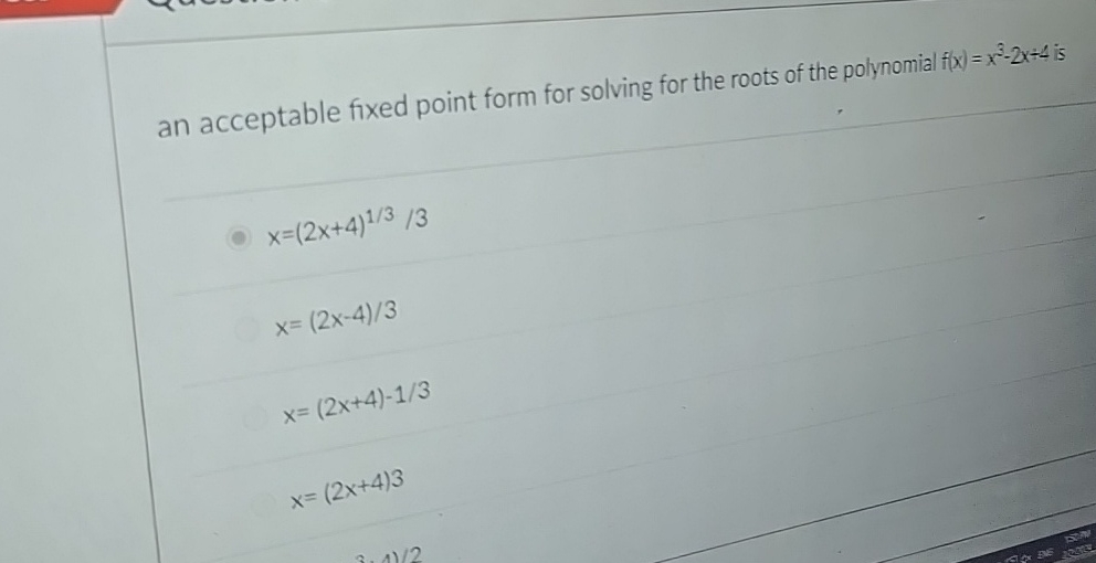 Fixed Point Form Solved an acceptable fixed point form for solving for the | Chegg.com