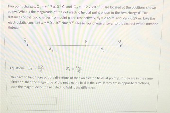 Solved What is the magnitude of the electric field due to | Chegg.com