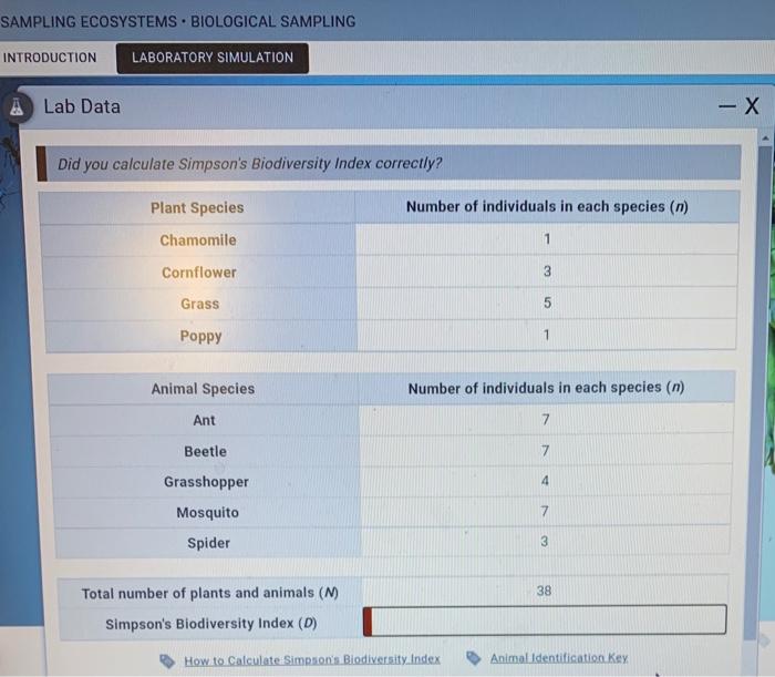 Solved SAMPLING ECOSYSTEMS. BIOLOGICAL SAMPLING . | Chegg.com