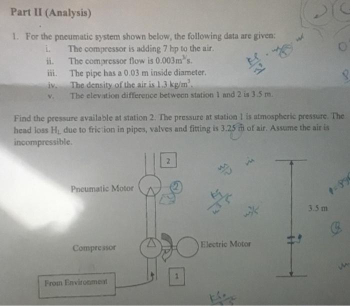 Solved Part II (Analysis) 1. For The Pneumatic System Shown | Chegg.com