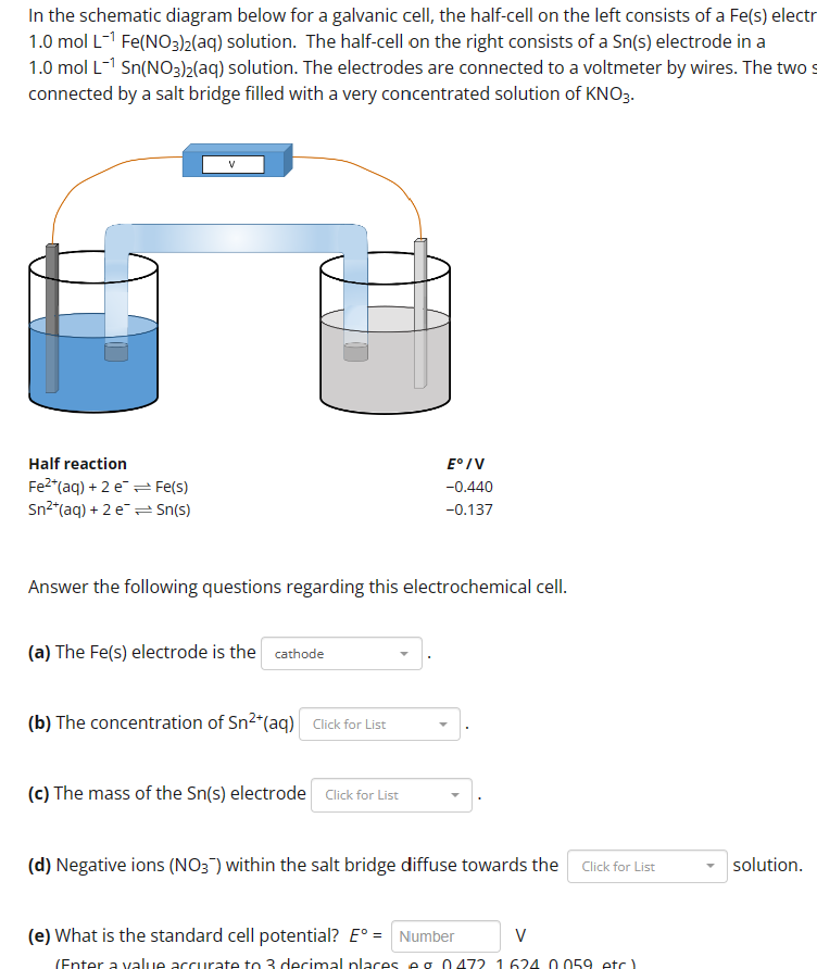Solved In the schematic diagram below for a galvanic cell, | Chegg.com