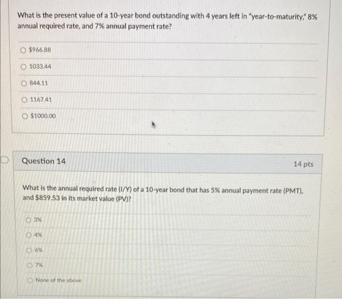 Solved What is the present value of a 10year bond
