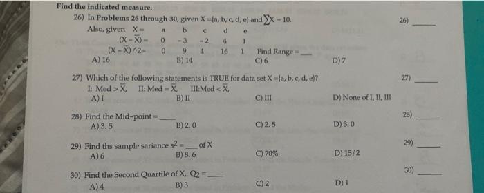 Solved In Problems 26 Through 30, Given X = { A, B, C, D, E} | Chegg.com