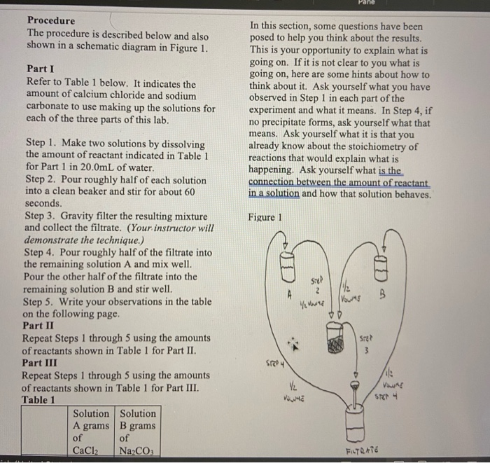 Solved Procedure The procedure is described below and also | Chegg.com