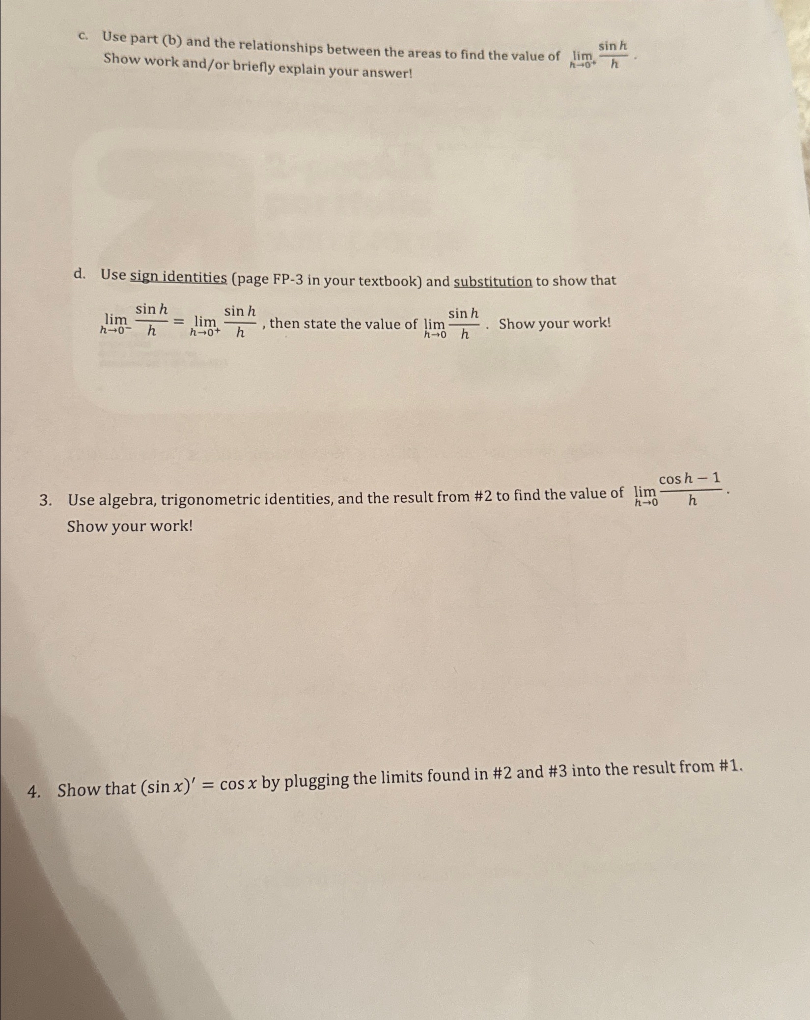 Solved Use the limit definition of the derivative and trig | Chegg.com