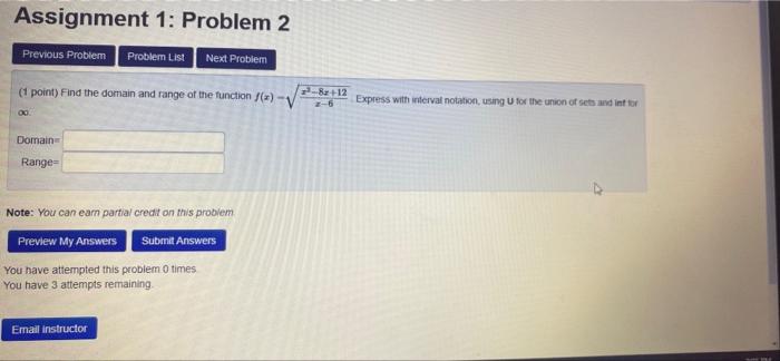 Solved Assignment 1: Problem 2 Previous Problem Problem List | Chegg.com