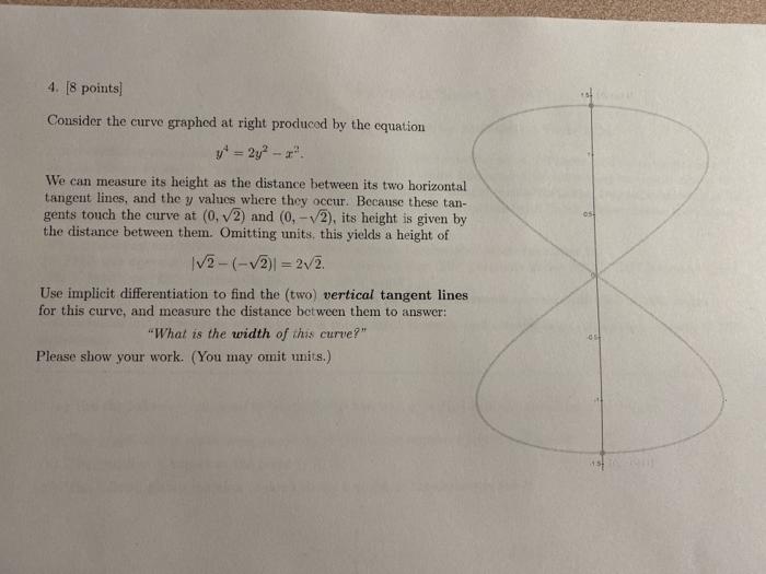 Solved 4 [8 Points Consider The Curve Graphed At Right