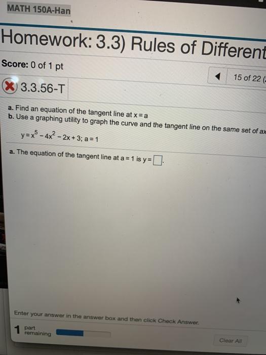 Solved MATH 150A-Han Homework: 3.3) Rules of Differentia | Chegg.com