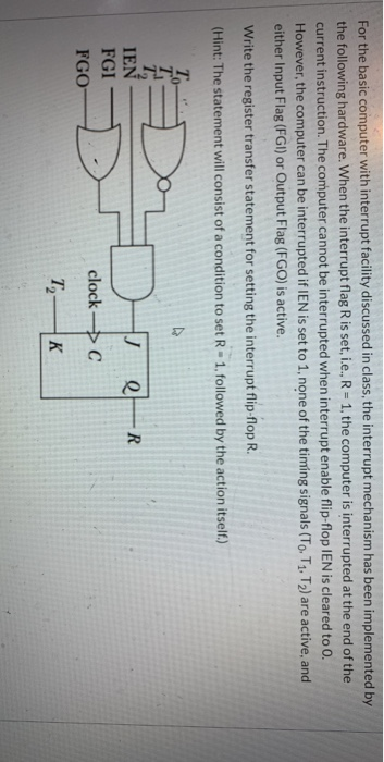 For the basic computer with interrupt facility | Chegg.com