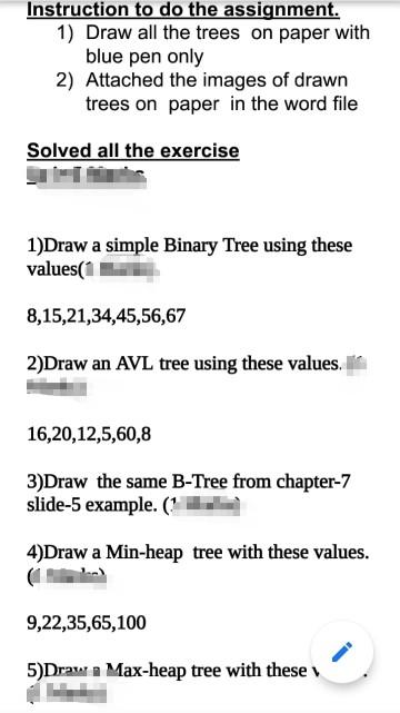 Instruction to do the assignment. 1) Draw all the | Chegg.com