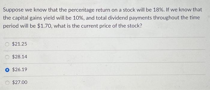 Solved Suppose we know that the percentage return on a stock | Chegg.com