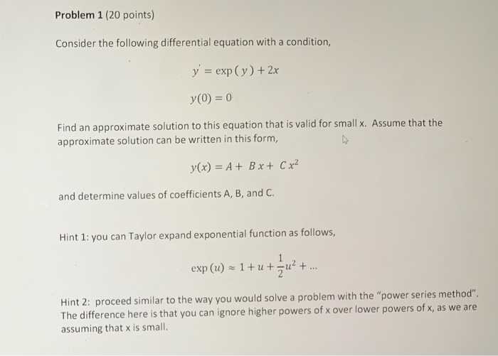 Solved Problem 1 (20 points) Consider the following | Chegg.com
