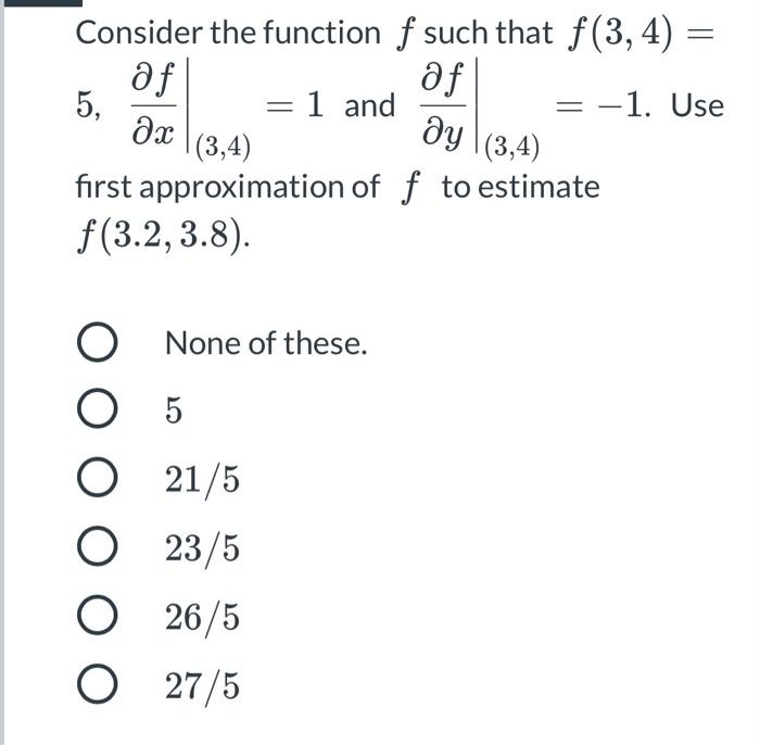 Solved = Consider the function f such that f(3, 4) = af af | Chegg.com