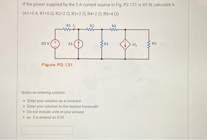 Solved If the power supplied by the 3 A current source in | Chegg.com