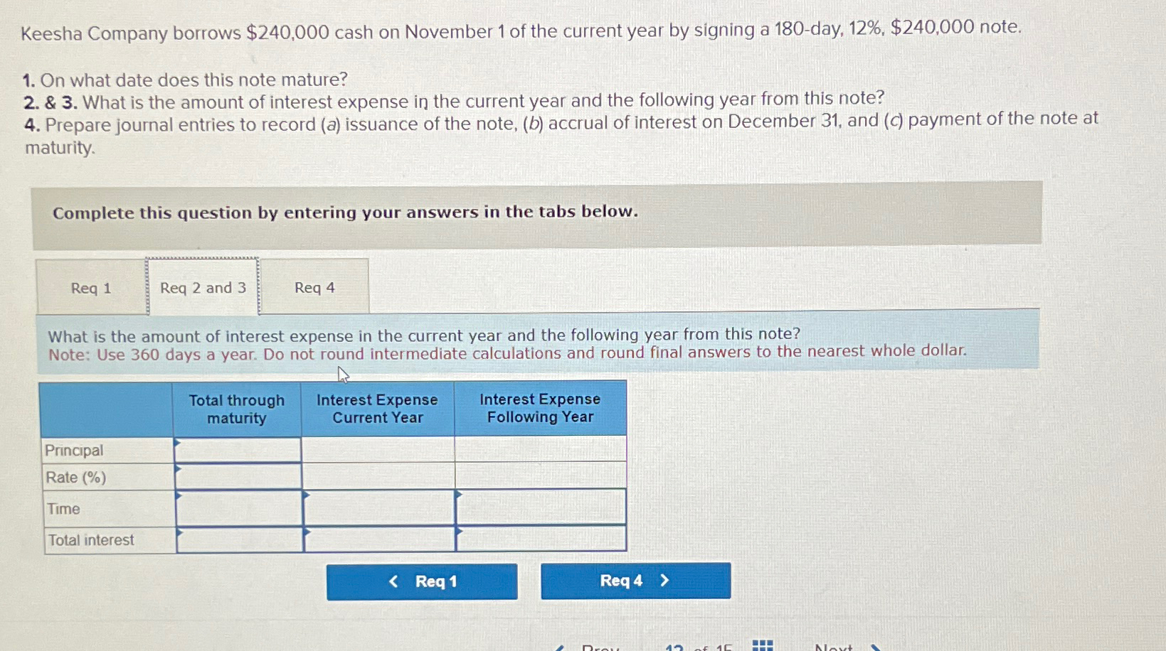 Solved Keesha Company borrows $240,000 ﻿cash on November 1 | Chegg.com