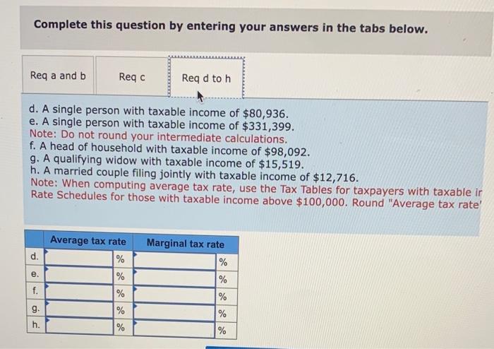 Solved Determine The Average Tax Rate And The Marginal Tax | Chegg.com