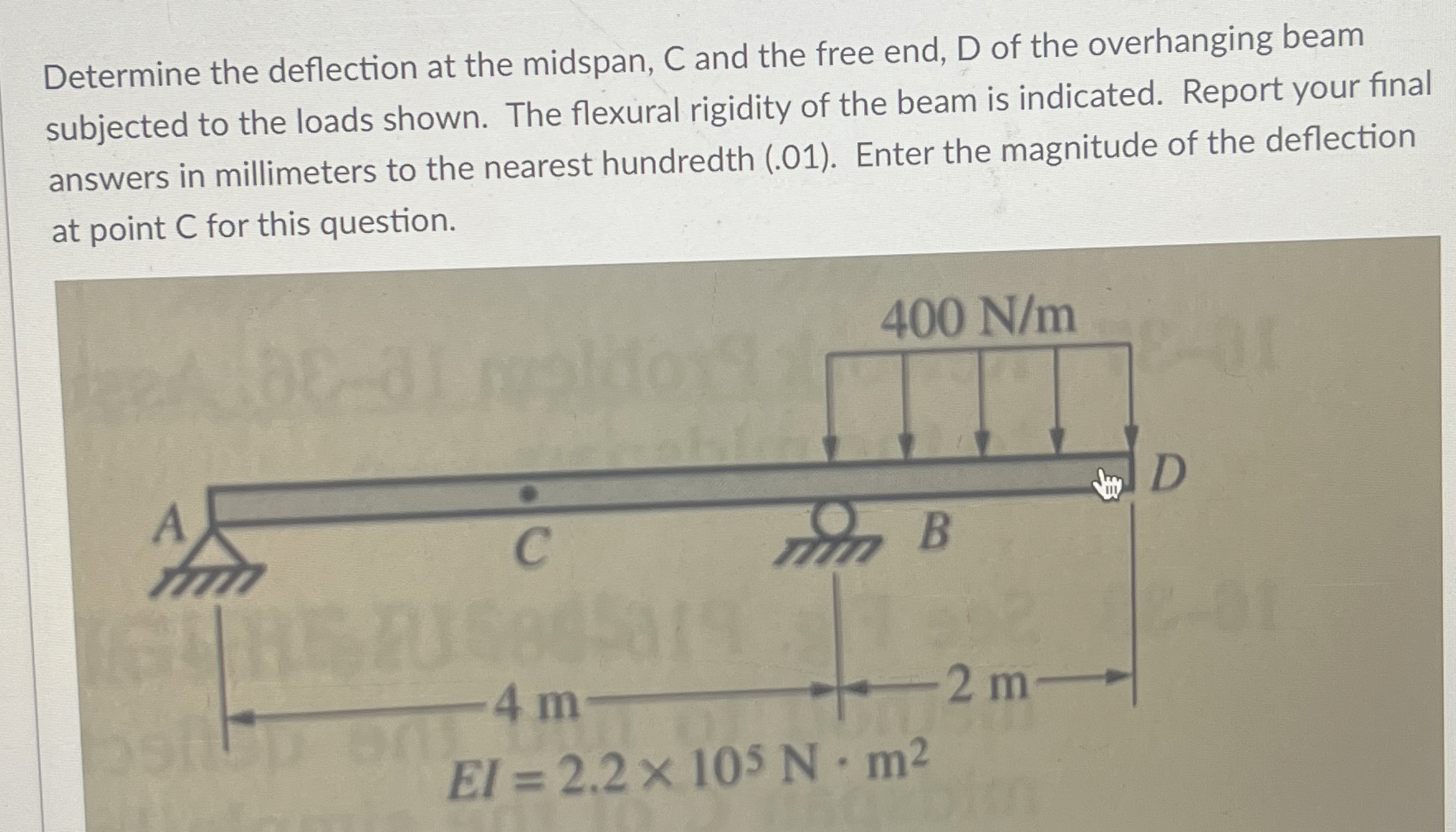 [Solved]: Determine the deflection at the midspan, C and the