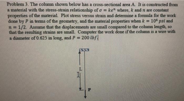 Solved Problem 3. The column shown below has a | Chegg.com