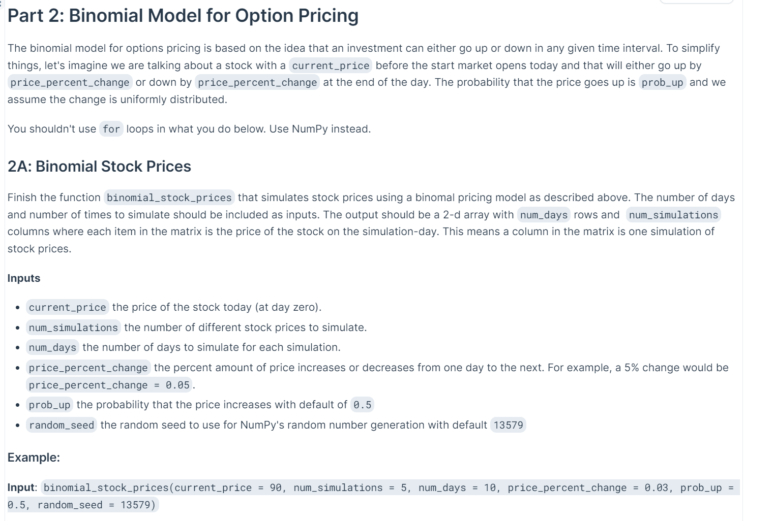 Solved Binomial Model for Option Pricing in Python, Binomial | Chegg.com
