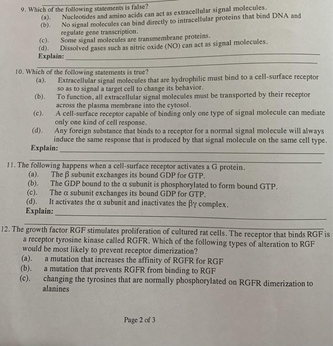 Solved 9. Which of the following statements is false? (a).