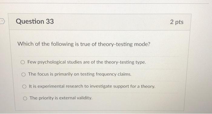 Solved Which of the following is true of theory-testing | Chegg.com