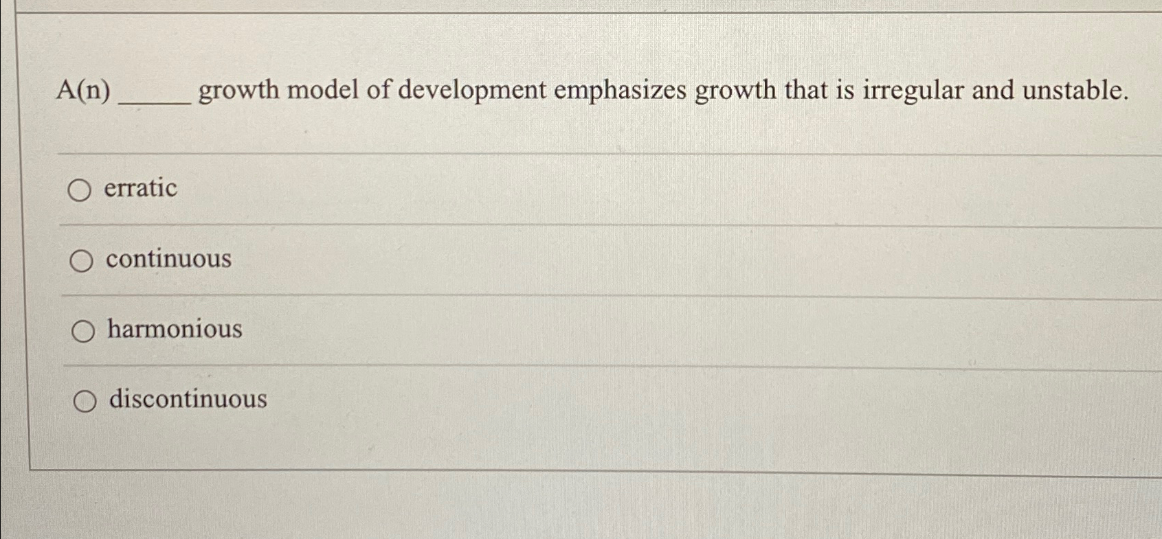 Solved A(n) ﻿growth model of development emphasizes growth | Chegg.com