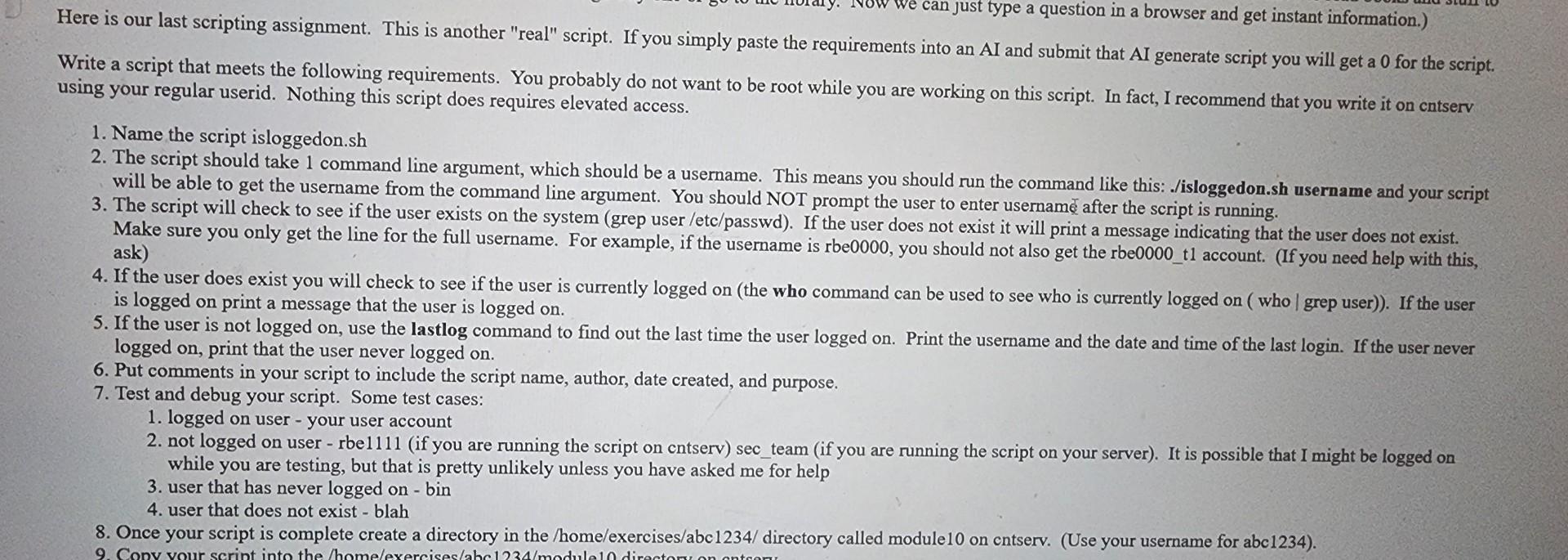 Solved Here is our last scripting assignment. This is | Chegg.com