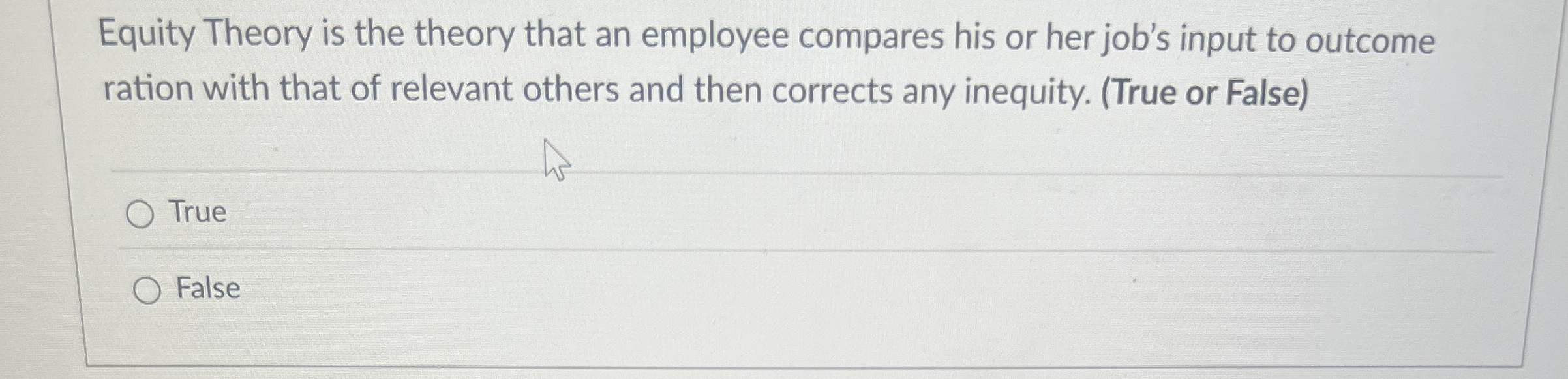 Solved Equity Theory is the theory that an employee compares | Chegg.com