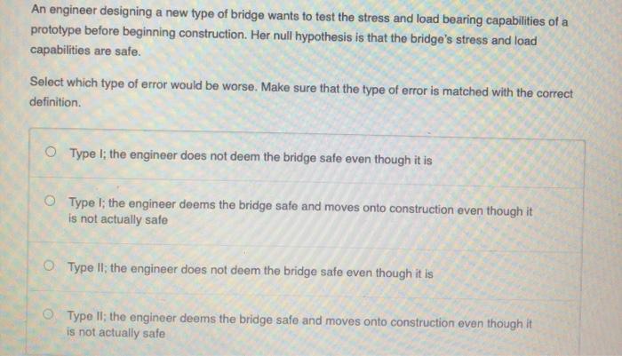 Solved An engineer designing a new type of bridge wants to | Chegg.com