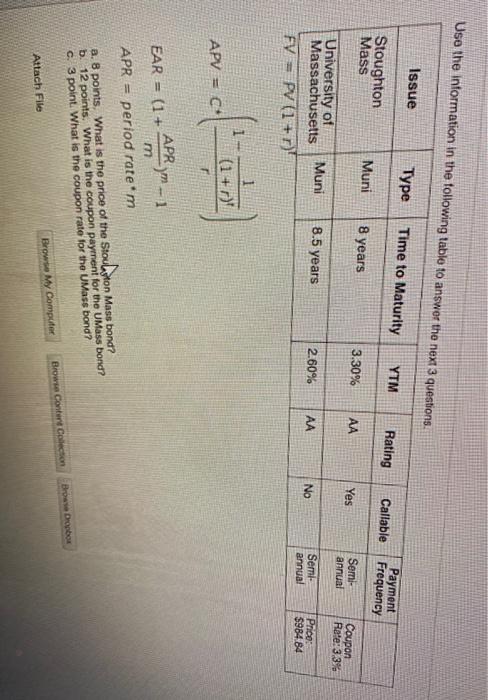 Solved Use the information in the following table to answer | Chegg.com
