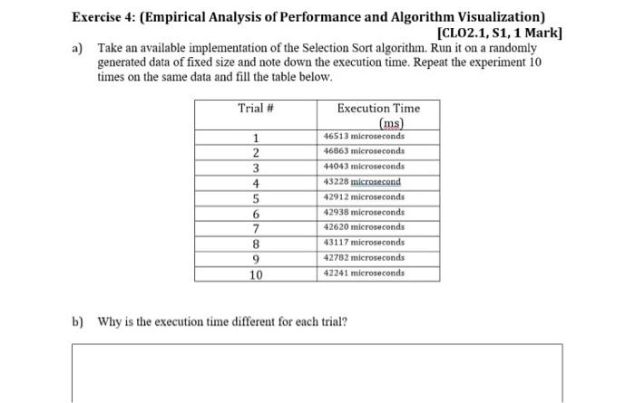 Solved c) A good way to approximate the execution time is to | Chegg.com