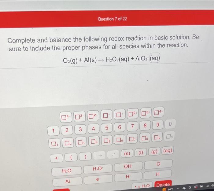 Solved Complete and balance the following redox reaction in | Chegg.com