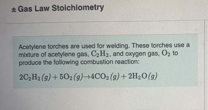 Stoichiometry Worksheet In A Combustion Reaction Acetylene