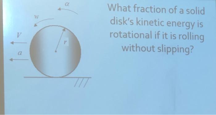 Solved a a What fraction of a solid disk's kinetic energy is | Chegg.com