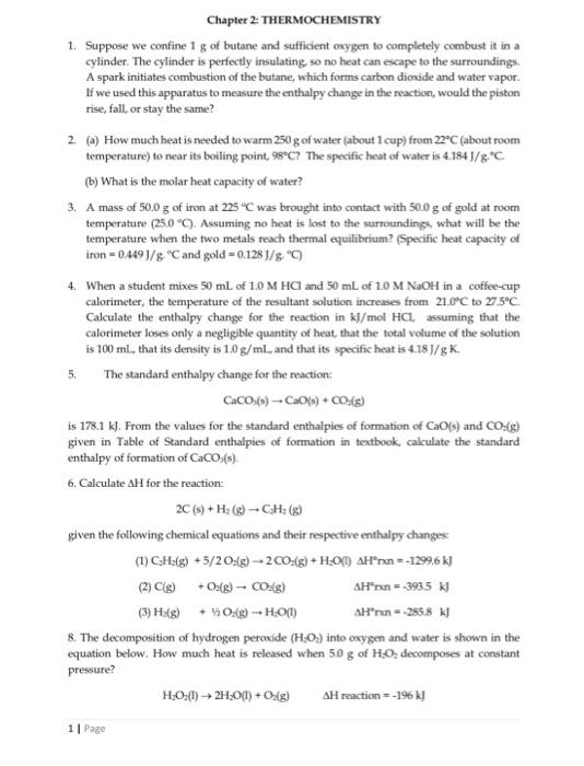 Solved 1. Suppose we confine 1 g of butane and sufficient | Chegg.com