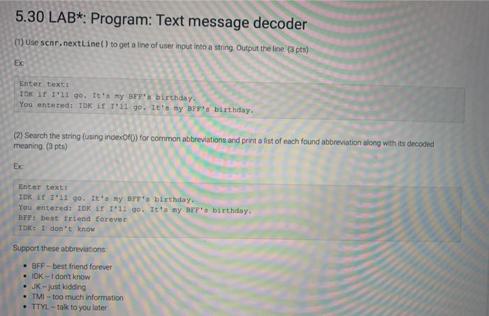 Solved 5 30 Lab Program Text Message Decoder 1 Use S Chegg Com