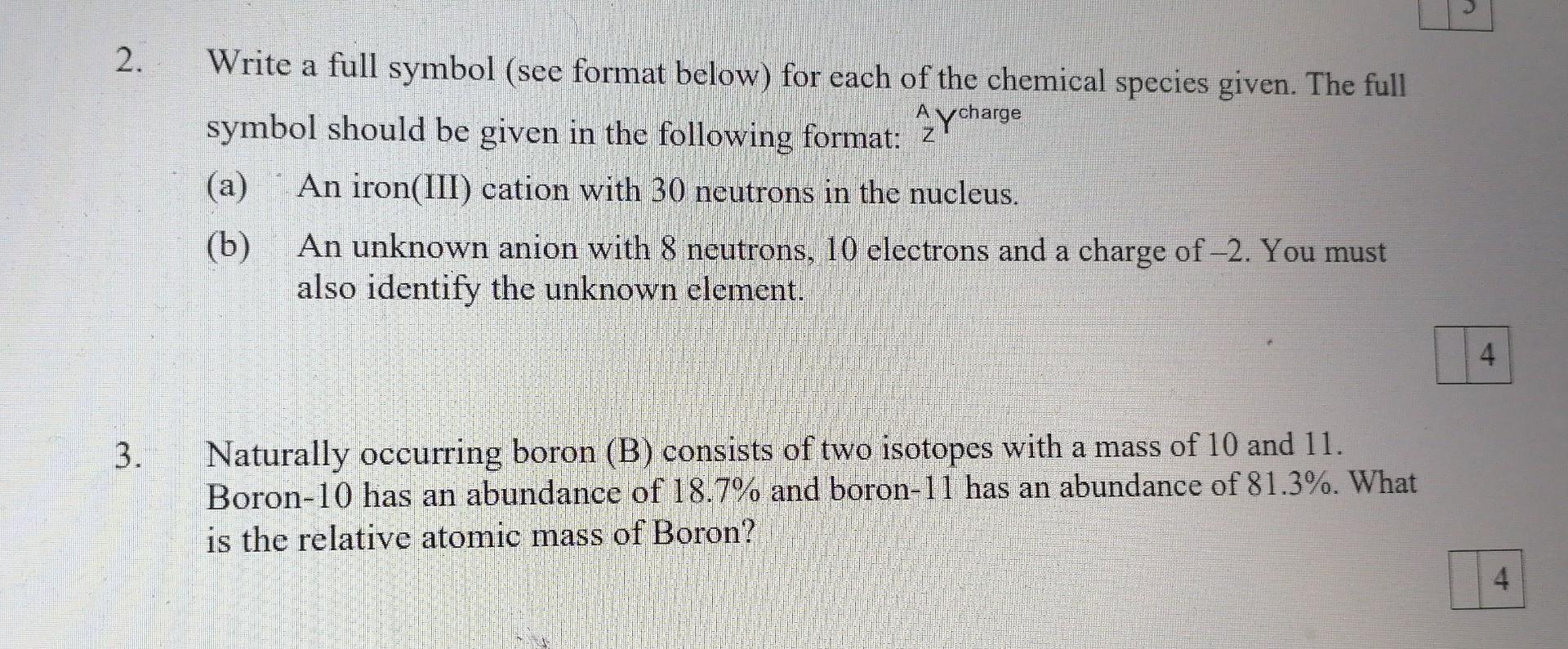 Solved 2. Write a full symbol (see format below) for each of | Chegg.com