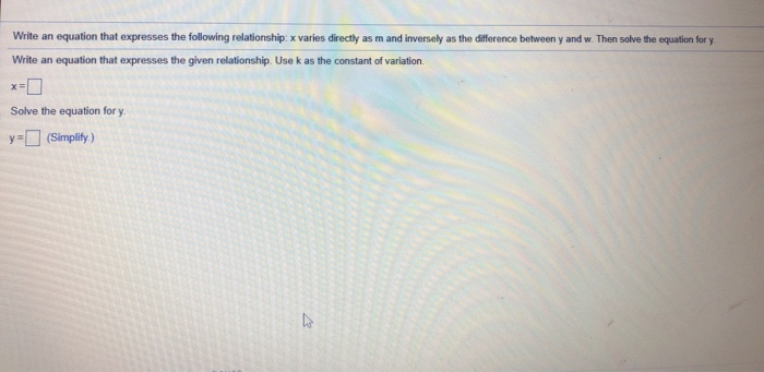 Solved Write an equation that expresses the following | Chegg.com