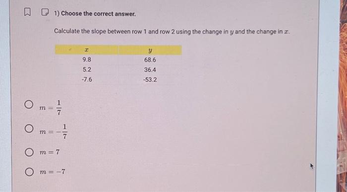 Solved Choose the correct answer. Calculate the slope Chegg